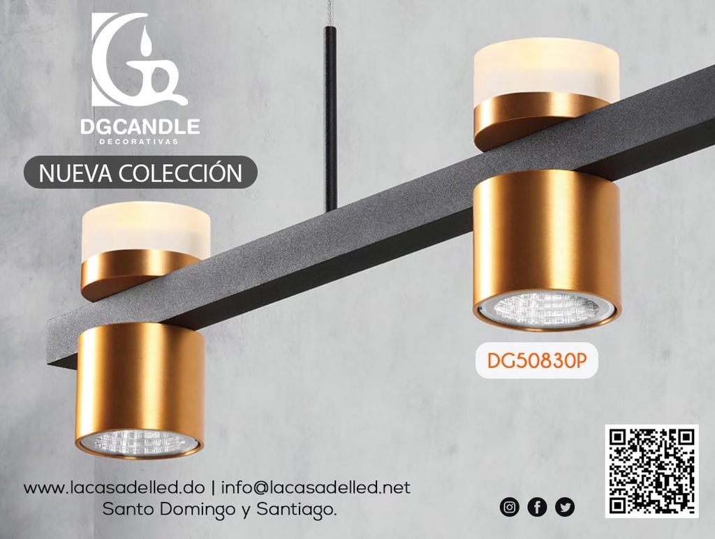 Lampara Colgante Magnetica LED, DG50830P, 20W, NW 4000K, 48Vdc, Dimensiones: 900x55x1500mm, IP20, Negro con dorado