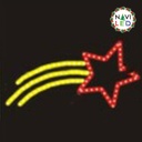 Adorno Navideño 2D en Manguera LED p/exterior tipo estrella fugaz, Rojo + amarillo, 110Vac, Dimensiones: 55.5x30cm