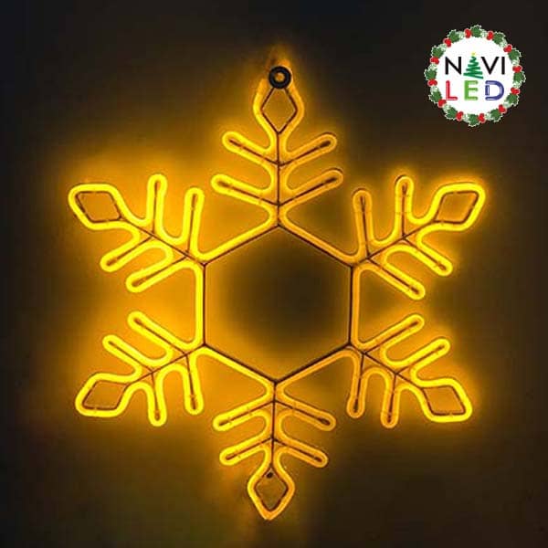 Adorno Navideño en Neon LED p/exterior tipo Copo de Nieve, 82W, Amarillo, 110Vac, Dimensiones: 55x48cm