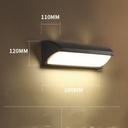 Lampara LED de Pared (Aplique), DGW-009, 30W, CW 6000K, 85-265Vac, IP65, 180 Grados, Dimensiones: 380x140x140mm, Material: Aluminio