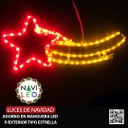 Adorno Navideño 2D en Manguera LED p/exterior tipo estrella fugaz, Rojo + amarillo, 110Vac, Dimensiones: 55.5x30cm
