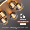 Lampara LED Decorativa de Superficie, DG60832C, 48W, NW 4000K, 85-265Vac, Dimensiones: 622x622x165mm, IP20, Dorado con blanco