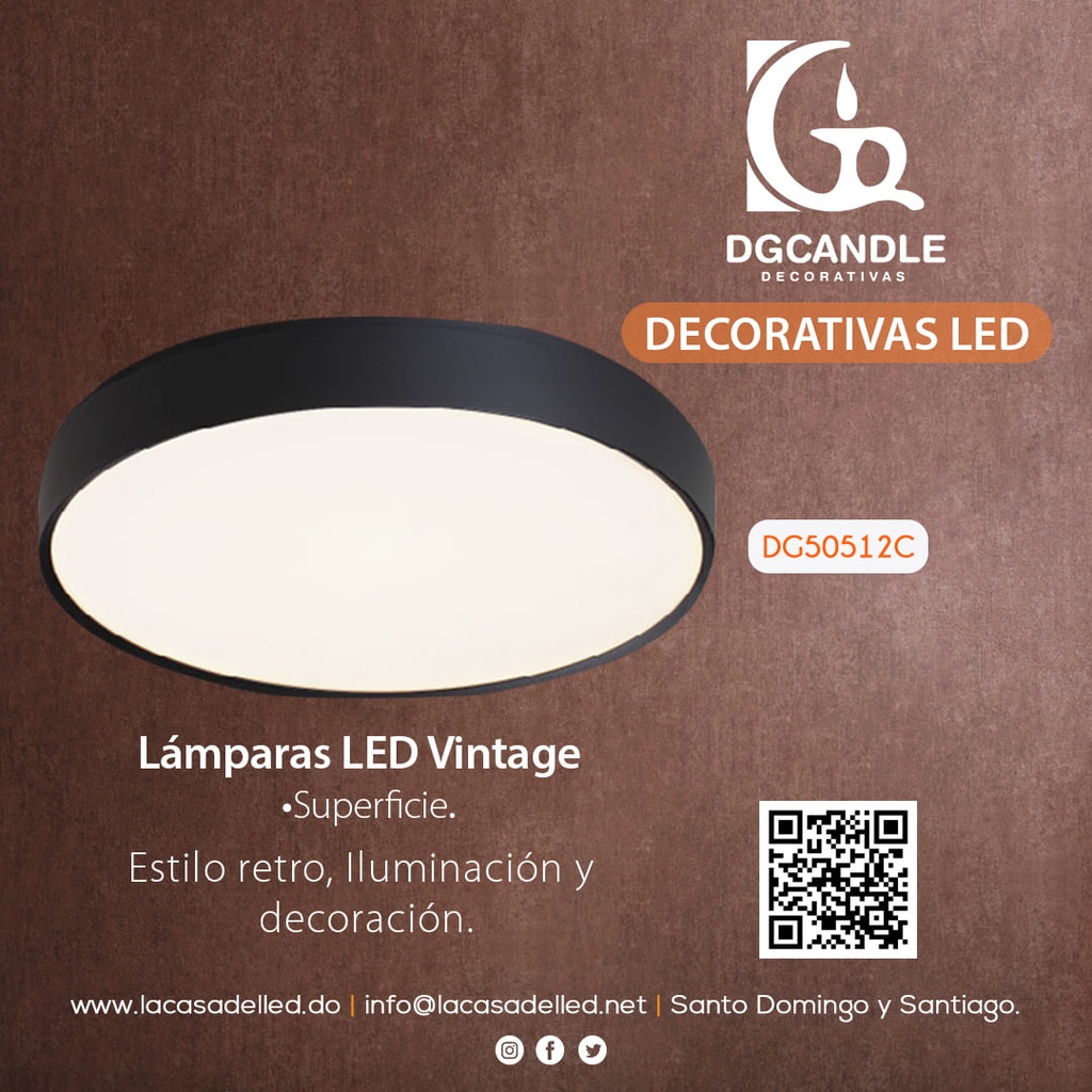 Lampara LED Decorativa de Superficie, DG50512C, 60W, NW 4000K, 85-265Vac, Dimensiones: 476x476x72mm, IP20, Blanco