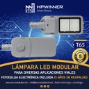 Lampara Street Light LED Modular T65-N2 con Cristal y Base de 3 Pin, 100W, 5700K, 2883, 2x34pcs, Type III Medium, SANAN 5050, 100-277Vac, Dimmable de 0-10Vdc, Supresor de pico externo de 20KA, adaptador 40-50mm, IP68, Gris