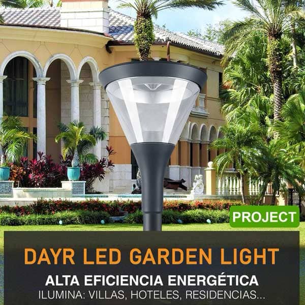 Lampara Garden Light LED, Dayr, DGIN-GSK50, 50W, 5000K, 100-277Vac, Con supresor de pico externo de 10KV, 60,000 horas de vida util, Base: 76mm, IP66, 120 Grados