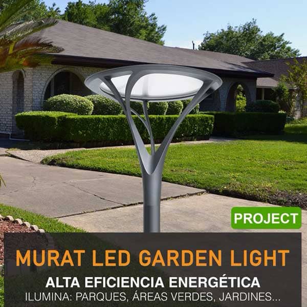 Lampara Garden Light LED, Murat, DGIN-GK50, 50W, NW 4000K, 100-277Vac, Con supresor de pico externo de 10KV, 60,000 horas de vida util, Base: 76mm, IP66, 120 Grados
