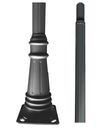Poste Redondo color gris oscuro p/Luminaria, Largo: 4Mts, con medida en la parte superior de 60mm, Incluye: base de sujeción y tornilleria