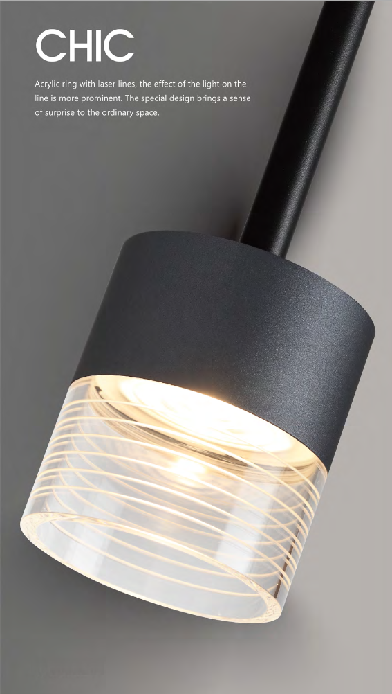 Lámpara LED Decorativa Colgante, DG50107P, 7W, NW 4000K, 85-265Vac, Dimensiones: Φ74x1500mm, IP20, Negro con Rose Gold
