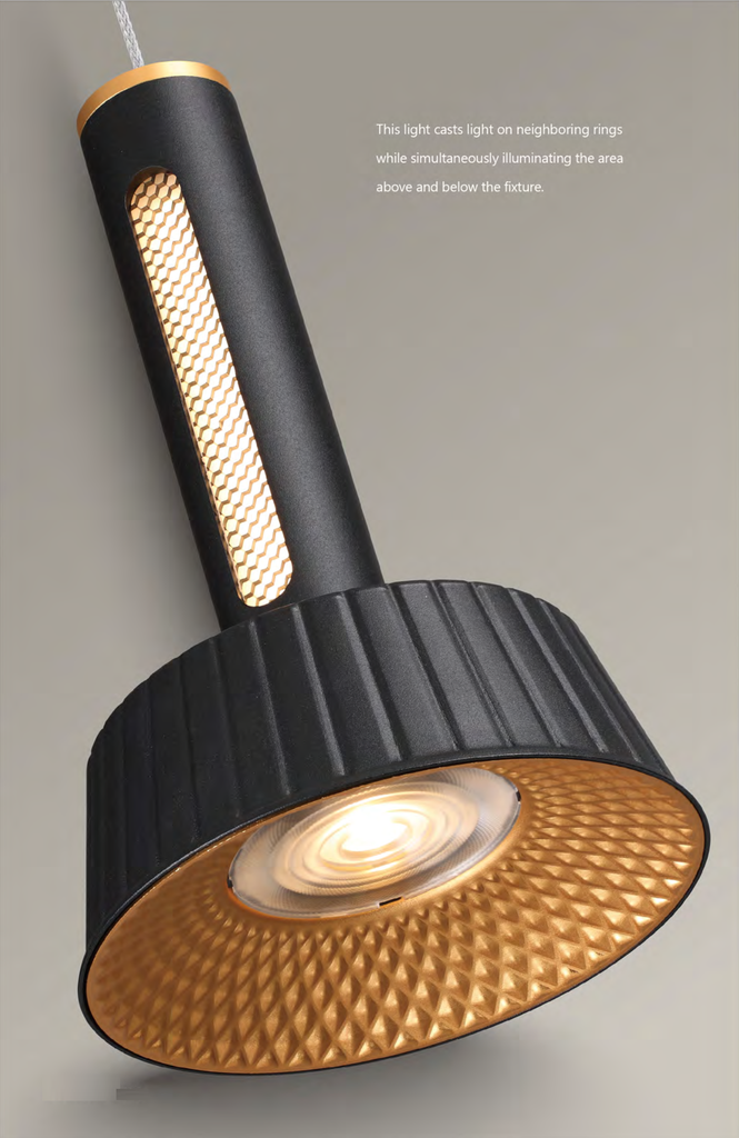 Lámpara LED Decorativa Colgante, DG50882P, 8W, NW 4000K, 85-265Vac, Dimensiones: Φ150x1500mm, IP20, Rose Gold con Negro