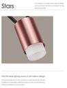 Lámpara LED Decorativa Colgante, DG50951P, 5W, NW 4000K, 85-265Vac, Dimensiones: 212x60x1500mm, IP20, Negro con Rose Gold