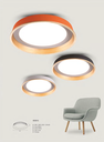 Lámpara LED Decorativa de Superficie, DG50261C, 36W, NW 4000K, 85-265Vac, Dimensiones: Φ450x78mm, IP20, Naranja con Dorado