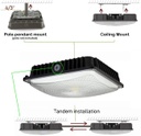 Lampara Canopy de Emergencia LED SMD, 15W, CW 5000K, 100-277Vac, 130 Grados, IP65, Bronce, 130Lm/W