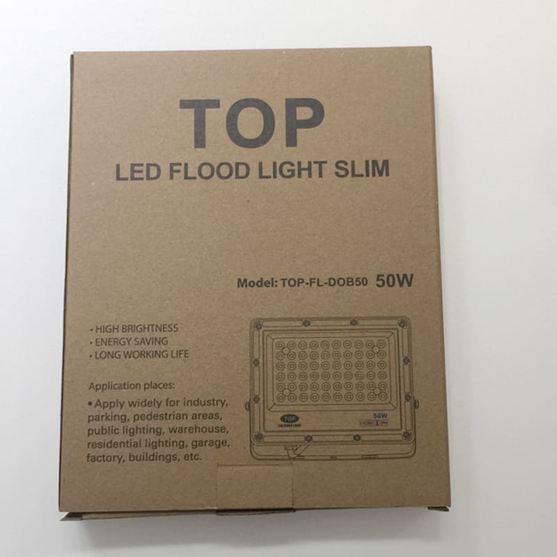 Lámpara Flood Light SMD TOP, 50W, WW 3000K, 100-265Vac, IP65, 120 Grados, Negra, Dimensiones: 160x205x26mm