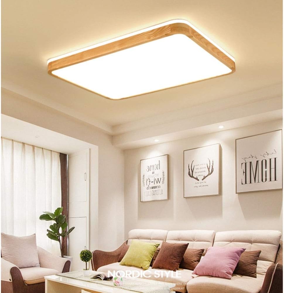 Lámpara LED Decorativa de Superficie, 40W, Multiple CCT WW 3000K / NW 4000K / CW 6500K, 100-277Vac, Dimmable, IP20, Material: Madera, Dimensiones: 400x600mm