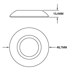 Cover Circular de Superficie, Conico, p/Base de Lampara Empotrable de Exterior, 1.2W, Modelos: DG-1014 y/o DG-1014-RGB, Dimensiones: 48.7x10.4mm, Material: Aluminio, Gris