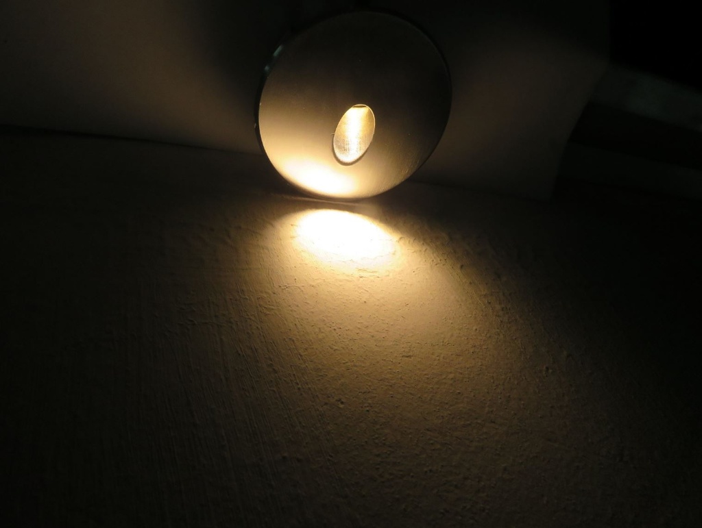 Lampara LED Empotrable Circular, 3W, WW 3000K, 12Vdc / 24Vdc, IP65, 30 Grados, Dimensiones: Ø70x34.5mm, Blanco
