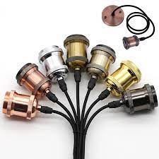 Zocalos Decorativos para bombillas de filamento vintage, E27 con base y cable de color bronce