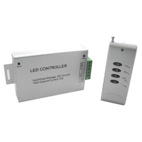 Controlador para Cintas LED de Radio Frecuencia, RGB, 144W, 12-24Vdc, 12A, 5050 30Led/Mts - 60Led/Mts, Gris, Con Memoria, Control no incluye baterías
