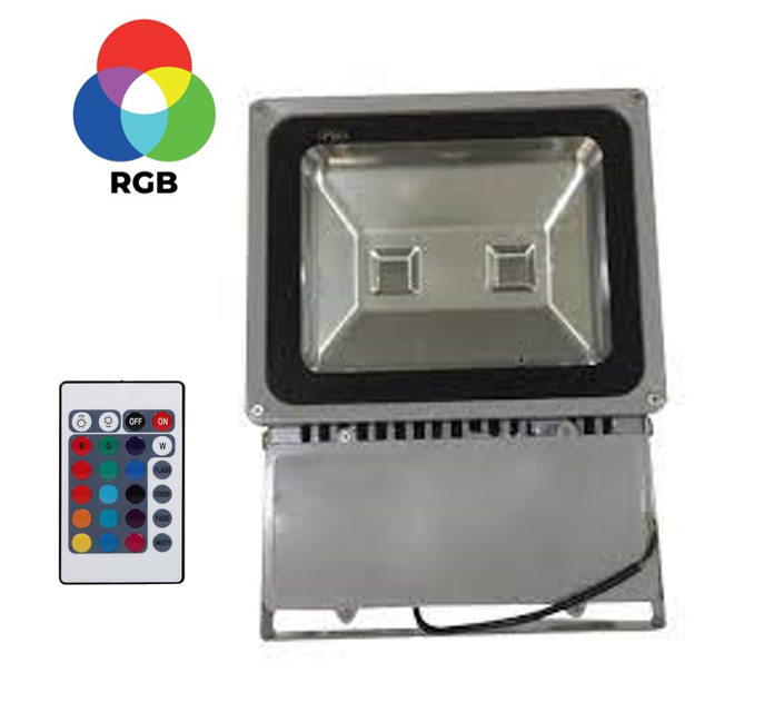 Lámpara Flood Light COB LED (JAY), 100W, 2x50W, RGB, 100-240Vac, IP65, 120 Grados 
