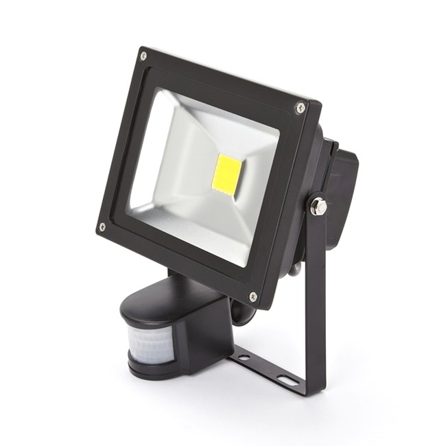 Lámpara Flood Light COB LED, 20W, CW 6000K, 100-240Vac, Con sensor de movimiento, IP65, 120 Grados