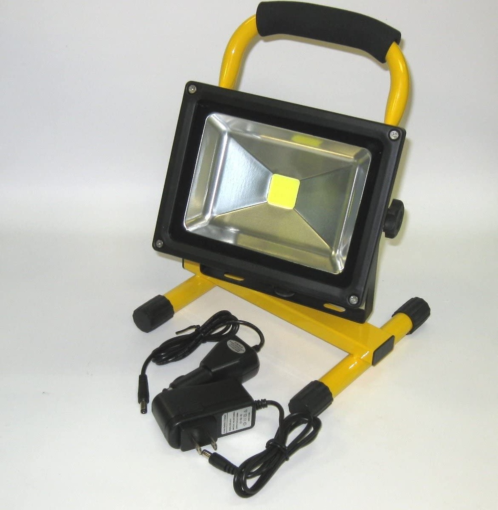 Lámpara Flood Light COB LED Recargable, 20W, CW 6000K, 100-240Vac, IP65, 120 Grados