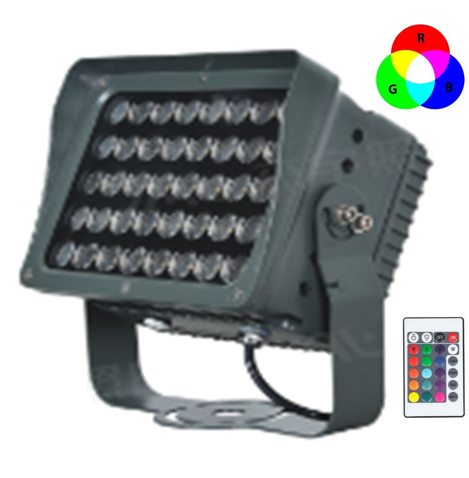 Lámpara Wall Washer LED, DGF-021, 20W, RGB, 85-265Vac, SMD, IP65, Gris, 60 Grados, Con Control Remoto