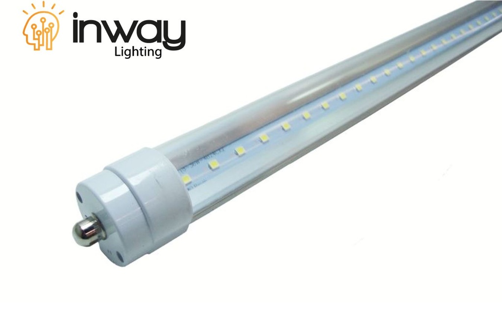 Tubo T8 LED, FP&gt;0.9, 36W, 96&quot;(240cm), FA8, NW 4000K, 100-277Vac, Alimentación Doble, Clear, Aluminio-PC, 1 Pin, 100Lm/W