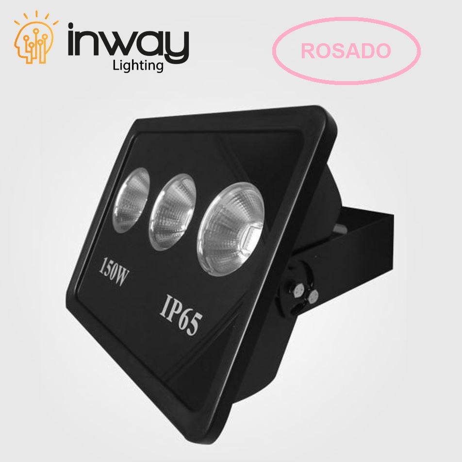 Lámpara Flood Light COB LED, 150W, 3x50W, Rosado, 100-260Vac, IP65, 60 Grados, Negro
