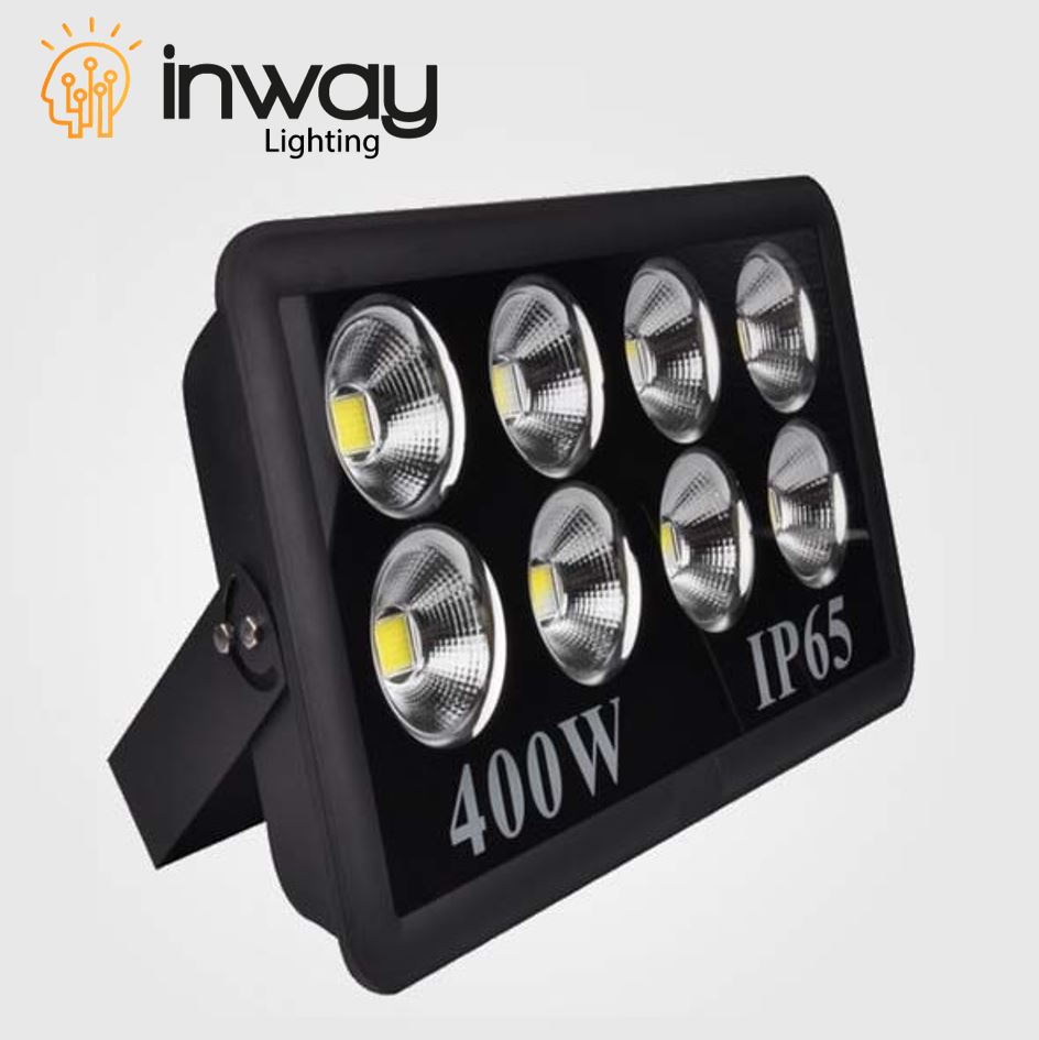 Lámpara Flood Light COB LED, 400W, 8x50W, CW 6000K, 100-260Vac, IP65, 60 Grados, Negro