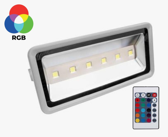 Lámpara Flood Light COB LED (CH), 300W, 6X50W, RGB, 85-265Vac, IP65, 120 Grados, con Memoria Interna, Con Control
