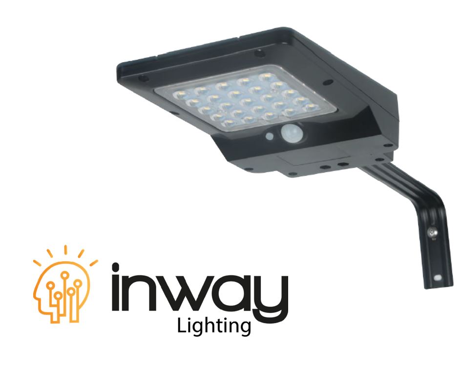 Lámpara Solar Street Light LED de 8W con Panel Integrado de 7Wp y Sensor de Movimiento, CW 6000K, 140x70 Grados, Con Batería de Litio de 186.50Wh, 3.7V, 6000mAh, IP65, Negra, 106Lm/W