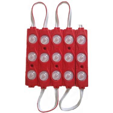 Módulo LED, SMD2835, 3LED, 1.5W, Rojo, 12Vdc, 70*15mm, IP68, 160 Grados