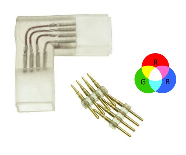Conector p/Manguera LED SMD5050, RGB, L, PCB 15mm y 2 vías