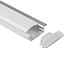 Perfil de Aluminio p/Cinta LED con PCB de 10mm, DG-E1407, Medidas: 13.7x7x2000mm, p/Empotrar, incluye: difusor, 2 tapas terminales y 4 clip