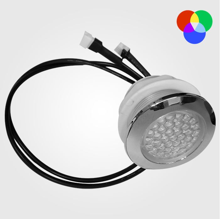 Lámpara p/Jacuzzi LED, SMD5050, 9pcs, 1.5W, 12Vac/dc, RGB, Con cable de 0.5m, IP68