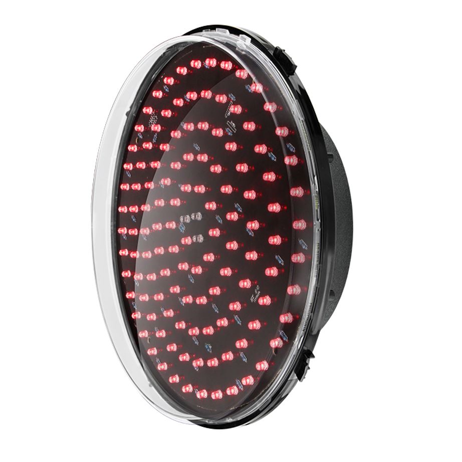 Luces de Semáforo con 162pcs de Diodo LED, Roja, 85-265Vac, 300mm, Estándar ITE, Cover Clear.