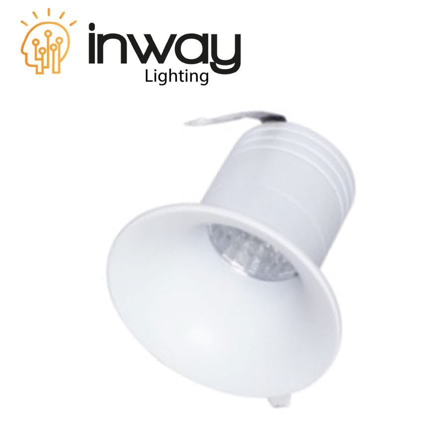 Lámpara Down Light LED, 1W, WW 3000K, 110-240Vac, IP20, 15 Grados, Blanco, Dimensiones: Ø25x36mm, Material: Aluminio, PF:0.5