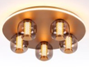 Lámpara LED Decorativa de Superficie, DG60832C, 48W, NW 4000K, 85-265Vac, Dimensiones: 622x622x165mm, IP20, Dorado con blanco