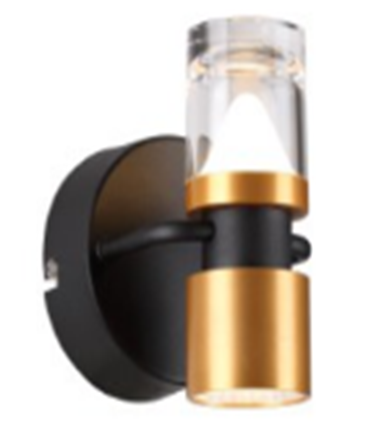 Lámpara LED Decorativa de Pared (Aplique), DG60170W, 7W, NW 4000K, 85-265Vac, Dimensiones: 100x120x145mm, IP20, Negro con dorado