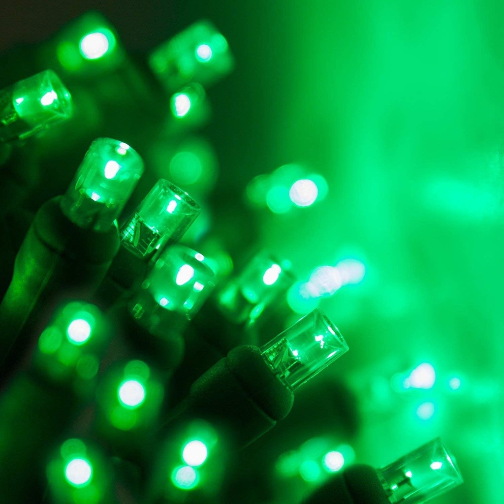 Extensión Navideña LED p/Exterior, 8W, Verde + 2700K Flash, 200LED/10Metros, 110Vac, Con cable verde de 1.5mm, IP55
