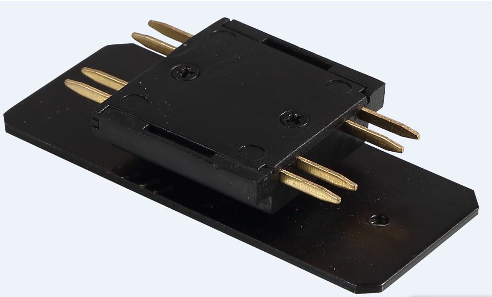 Conector Recto p/Riel de Lámpara Magnética, 4 cables, 110Vdc y 40mm de ancho, Negro