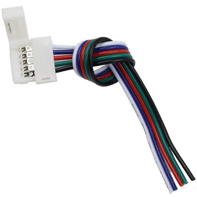 Conector p/Cinta LED RGBW, SMD5050, para ancho (PCB) de 12mm, IP20, Incluye: Cable de un lado de 150mm