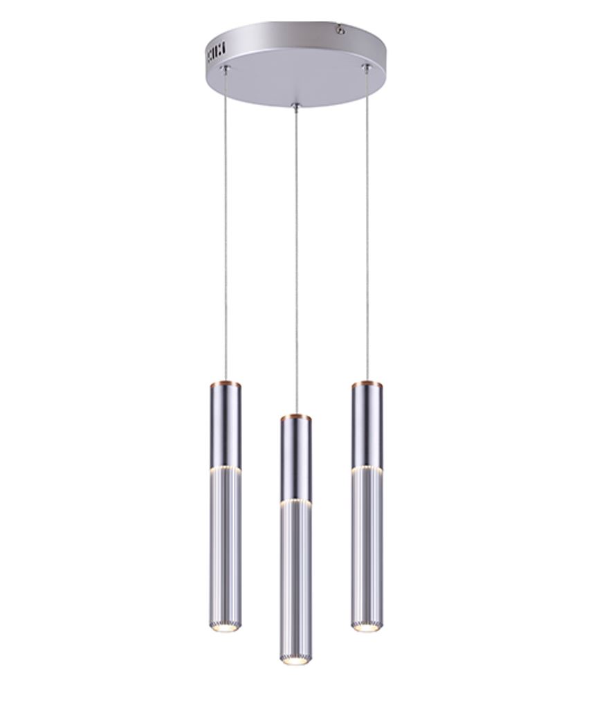 Lámpara LED Decorativa Colgante, DG50318P, 23W, NW 4000K, 85-265Vac, Dimensiones: 250x250x1500mm, IP20, Plateado
