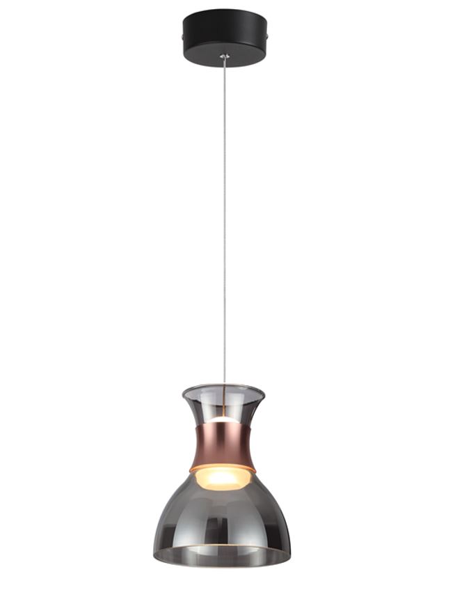Lámpara LED Decorativa Colgante, DG50371P, 8W, CW 6000K, 85-265Vac, Dimensiones: 170x170x1500mm, IP20, Negro con rose gold