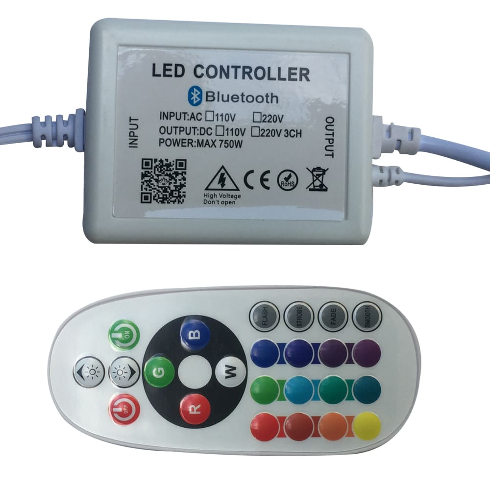 Power Cord para Manguera LED, 400W, RGB, Con control, SMD 5050, 60Led/Mts - 30Led/Mts, 110-220Vac, IP20