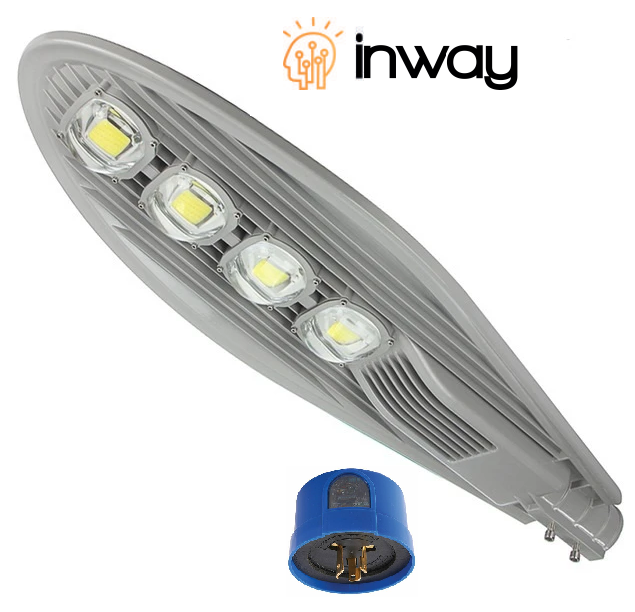 Lámpara Street Light LED Tipo COB con Fotocelda, 200W, 4x50W, CW 6000K, 100-277Vac, 90x145 Grados