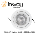 Lámpara Down Light LED, 5W, Multiple CCT WW 3000K / NW 4000K / CW 6500K, 100-240Vac, IP20, Blanco, Dimensiones: 108x45mm