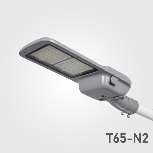Lámpara Street Light LED Modular T65-N2 con Cristal, Desconector Eléctrico y Base de 3 Pin, 75W, NW 4000K, 2883, 2x34pcs, Type III Medium, SANAN 5050, 100-277Vac, Dimmable de 0-10Vdc, Supresor de pico externo de 10KV, adaptador 40-50mm, IP68, Gris