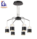 Lámpara LED Decorativa Colgante, DG61029P, 50W, 6x8.33W, NW 4000K, 85-265Vac, Dimensiones: 680x680x1500mm, IP20, Negro con dorado