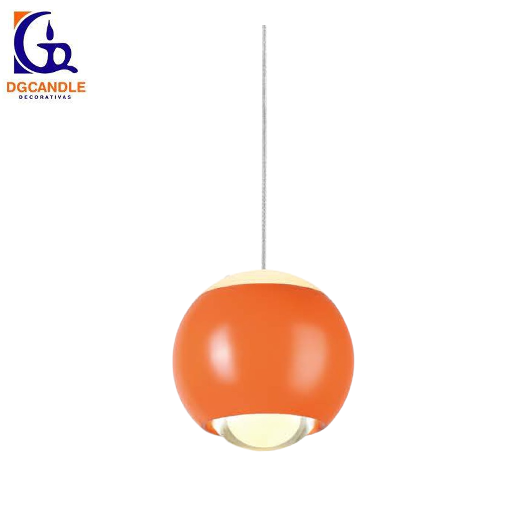 Lámpara LED Decorativa Colgante, DG61240P, 7W, NW 4000K, 85-265Vac, Dimensiones: Φ94x1500mm, IP20, Naranja
